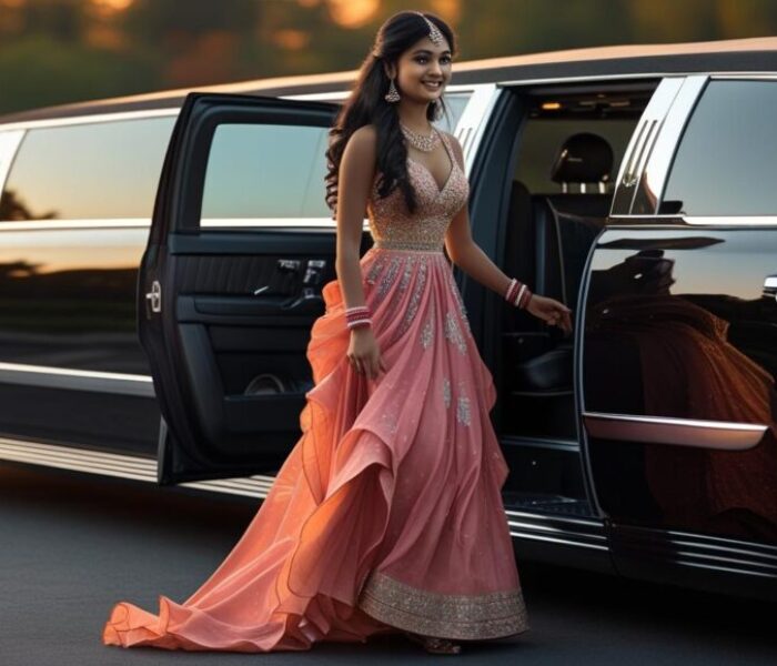 Create an image of a young lady on her prom going in a limo. Can it make it real, more realistic_ Create an image of a young lady on her prom going in a limo. Can it make it real, more realistic_